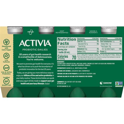 activia probiotic ingredients